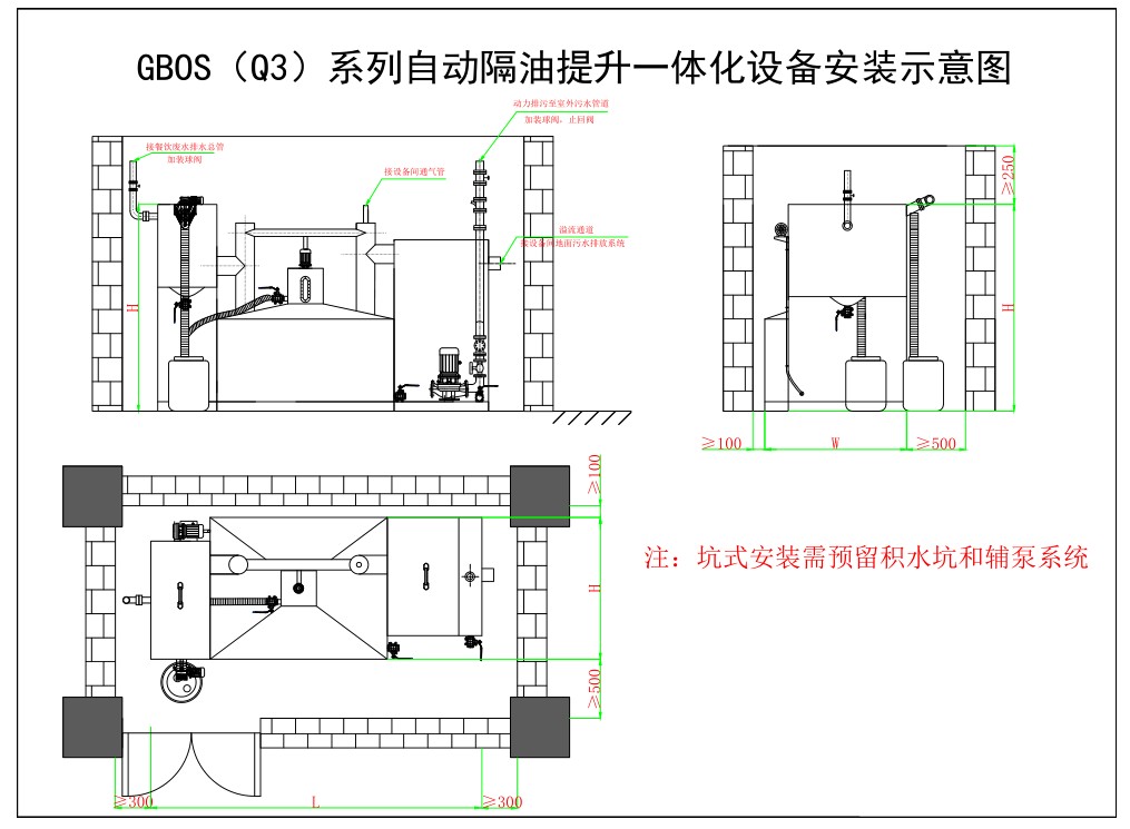 GBOSQ3自動(dòng)隔油提升一體化設備安裝示意圖